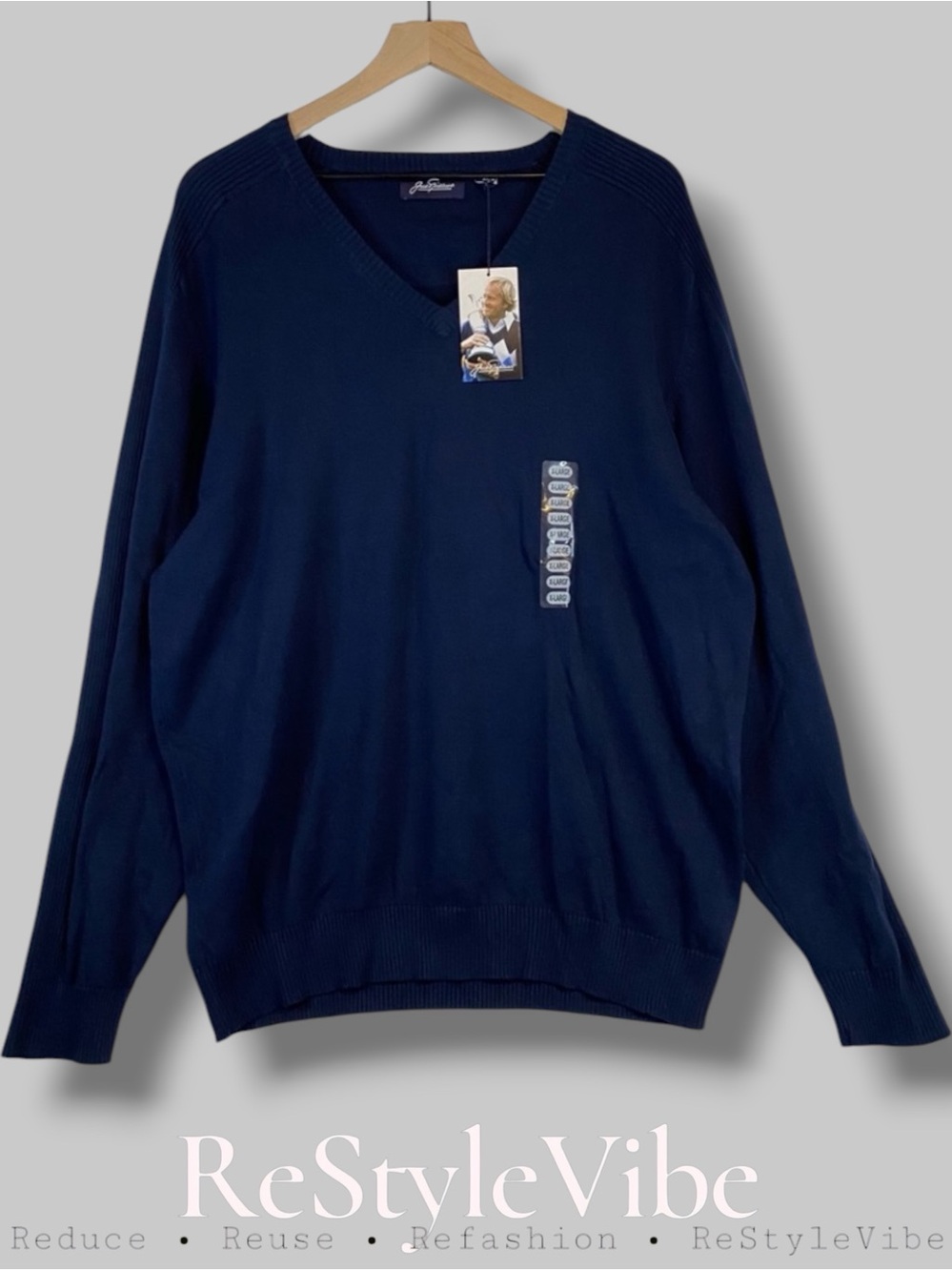 Jack Nicklaus Men’s Size XL Sweater V-Neck Golf Style Navy NWT Golden Bear Logo